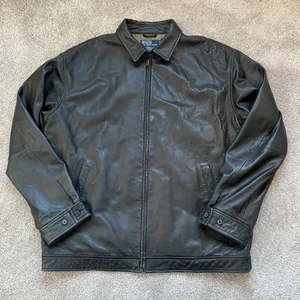 Vintage Polo Ralph Lauren Lambskin Leather Harrington Jacket XL Brown Lined - Picture 1 of 13