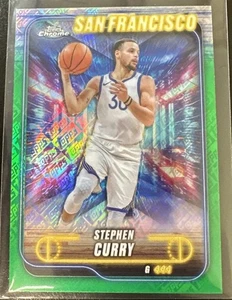 2024-25 Topps Chrome Stephen Curry GREEN TOPPS LOGO REFRACTOR SP No. 187 - Picture 1 of 2