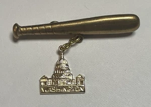 Vintage Brass Baseball Bat Souvenir Lapel Pin WASHINGTON SENATORS - Picture 1 of 3