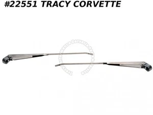 1963-1967 Corvette W/Shield Wiper Arms-Satin Finish Stainless Steel-Replacement - Picture 1 of 2