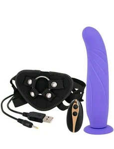 Silicone Strap On Vibrator Vaginal Dildo Anal Wearable Vibrating - Picture 1 of 2