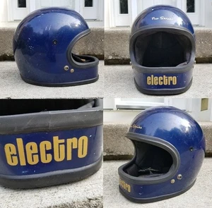 Vintage 1970s Motorcycle Helmet "ELECTRO" 2A Pro Series Universal Size blue - Bild 1 von 12