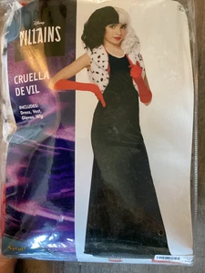 Disney Villains CRUELLA DE VIL Halloween Costume Child L 12/14 Wig - Foto 1 di 8