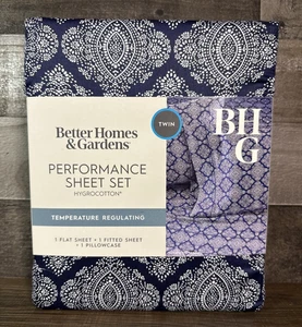 Better Homes & Gardens / Hygrocotton Bettlaken-Set / Navy Ogee / Twin - Bild 1 von 2