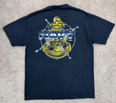 Camiseta Gráfica Azul Marino Diseño 7.62 Para Hombres L Negra Hechizo Sobre Ancla Militar de EE. UU. Foto 1 de 4