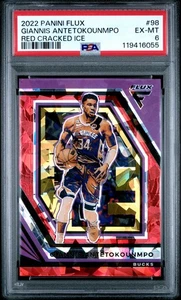 GIANNIS ANTETOKOUNMPO 2022 Panini Flux RED CRACKED ICE Prizm #98 PSA 6 - Picture 1 of 2
