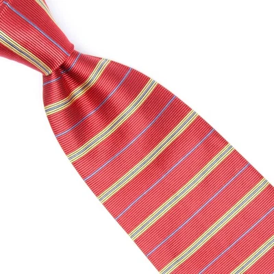 Corbata de seda Brooks Brothers para hombre roja azul dorada corbata tejida a rayas horizontales EE. UU. Foto 1 de 4