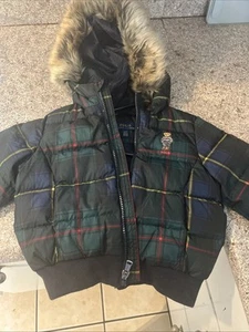 Polo Bear Ralph Lauren Daunen gefütterte Jacke Schottenkaro Kinder Größe 4/4T - Bild 1 von 9