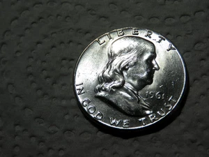 GEM BRILLIANT UNCIRCULATED 1961-P FRANKLIN SILVER HALF DOLLAR   D9 - Picture 1 of 2
