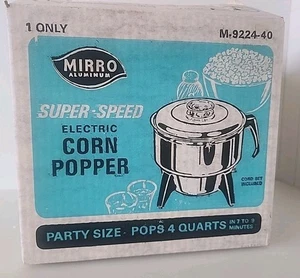 Popcorn elettrico vintage Mirro Super Speed M-9224 4 qt con scatola MCM Atomic - Foto 1 di 12