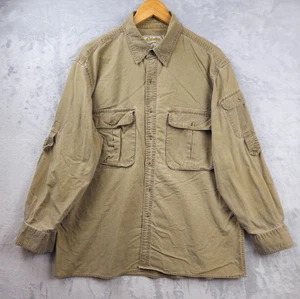 Vintage Cabela's Mens XXL Canvas Shirt Button Up Khaki Safari Hunting Pockets - Picture 1 of 5