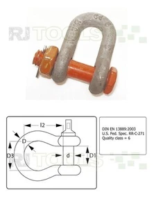 Schäkel hochfest 2 ton gerade mit Splint DIN EN 13889 Schaekel 933717 - Bild 1 von 1