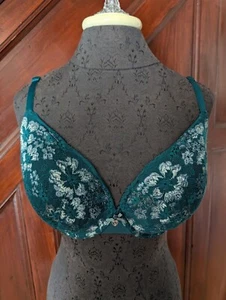 Victoria's Secret Body von Victoria gepolsterter Bügel-BH Spitze türkis & silber 36dd - Bild 1 von 7