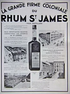 PUBLICITÉ DE PRESSE 1933 LA GRANDE FIRME COLONIALE DU RHUM ST JAMES - Picture 1 of 1