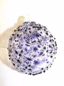BOYCE ART MARKED AMETHYST SPECKLED AND TRANSPARENT HAND BLOWN GLASS ORNAMENT - Picture 1 of 5