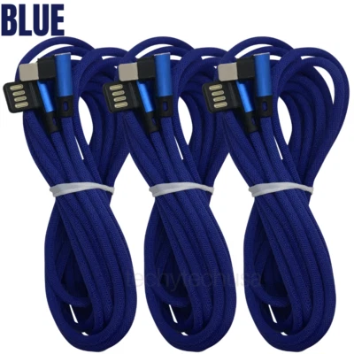 3 Pack 6Ft 90-Degree Angle USB Charging Cable For iPhone 11 XR 8 7 Charger Cord - Image 1 of 4