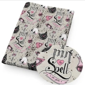 Halloween witch ouija Cartoon Polyester Cotton blend fabric 20"x55" 1213064 - Picture 1 of 1