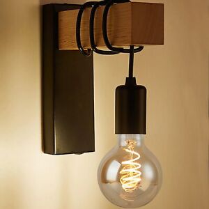Modern Vintage Retro Industrial Style Wood Wall Sconce Wall Lamp Light Fixture
