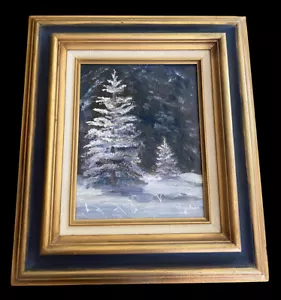 Yvonne Lightner (1912-2002) artista elencato dipinto olio abito invernale originale - Foto 1 di 10