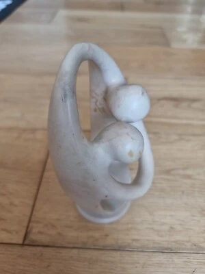 Soapstone Figure Light Brown 15cm Tall modern Abstract Art Hugging kissing pose - Image 1 of 4