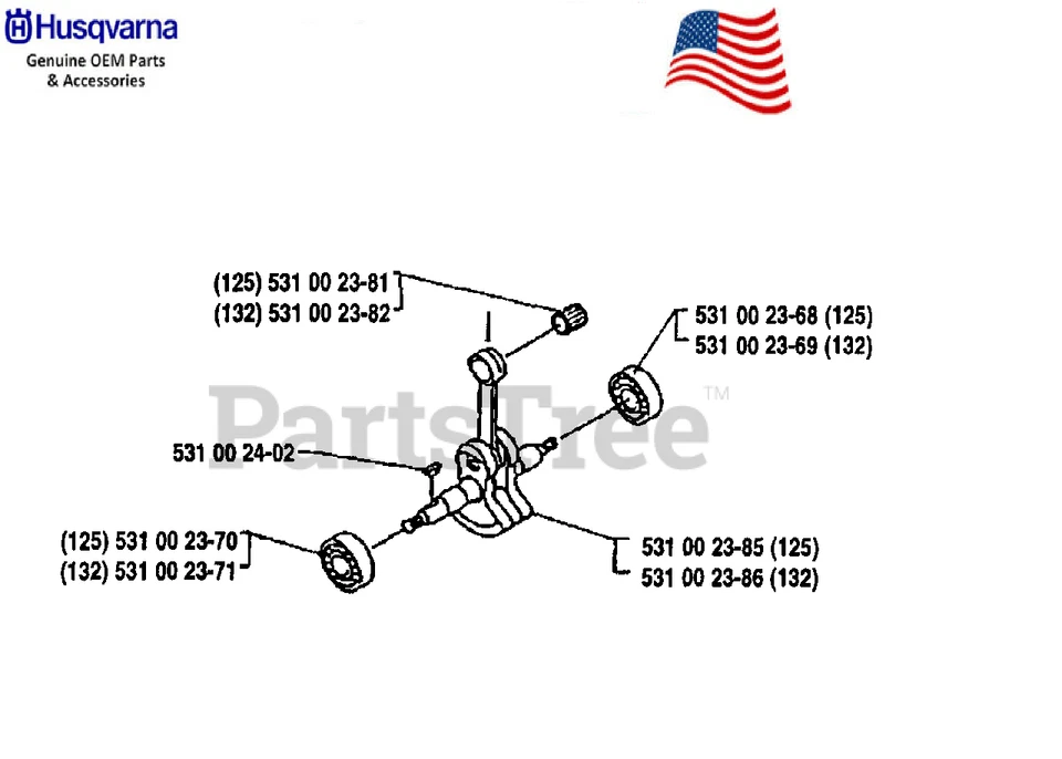 GENUINE HUSQVARNA CRANKSHAFT 531002385 FITS 132RB BRUSHCUTTER - Image 1 of 1