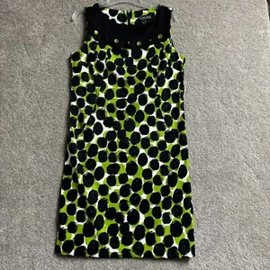 90s Y2K Does 60s Shift Dress Size 10 Mod Polka Dot Rhinestones Vintage Retro - Picture 1 of 8