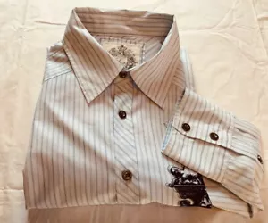 Level Ten Shirt Mens X-Large Long Sleeve Button Up Blue Striped Polyester Blend - Picture 1 of 12