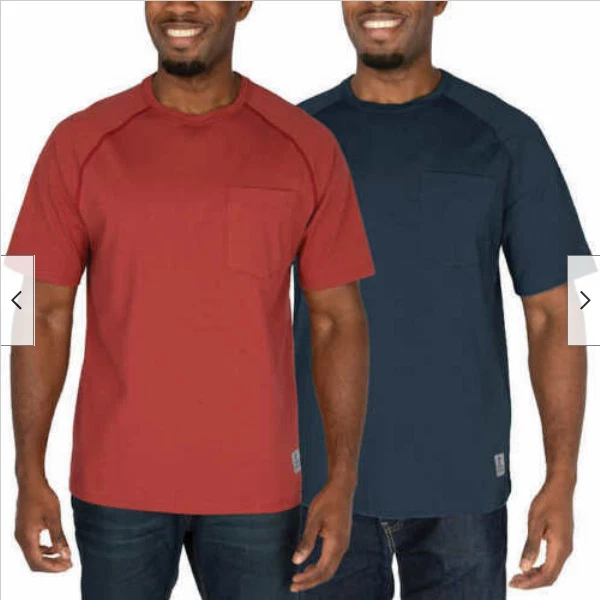 Men's Rugged Elements 2 Pack Heavyweight Comfort Fit Work Tee Navy/Red Small