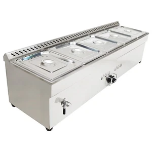 5*1/2 Pans Food Warmer 6" deep LP Gas Tabletop Steam Warmer Stainless Steel - Picture 1 of 18