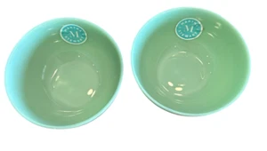 Martha Stewart 2 Piece 6 Inch Jadeite Glass Bowl Set in Jade Green 6" x 2.75" - Picture 1 of 9