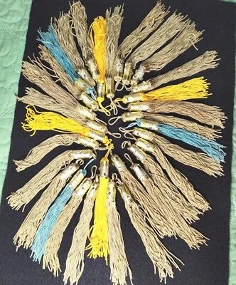 TASSELS ANYONE? 24 Gold, 4 Yellow & 3 Blue Gold Bands & Rhinestones 5" Lot of 31 - Image 1 of 4