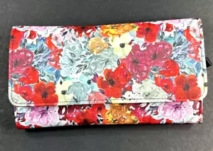 MUNDI Womans / File Master Wallet / RED FLOWERS / ZIP Cash Area / Reg $44.00 - Picture 1 of 19
