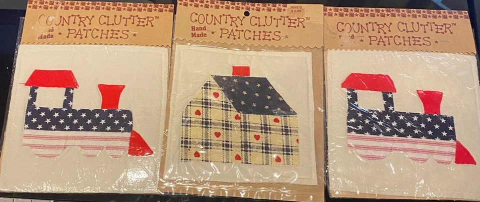 3 Vintage Patches Country Clutter Hand Made Quilted Patch Americana  - Image 1 of 1