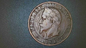 1864 NAPOLEAN III EMPEREUR EMPIRE FRANCAIS CINQ CENTIMES 100% Authentic - Picture 1 of 2