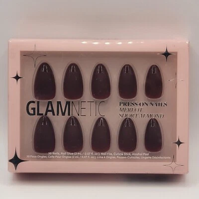 Glamnetic Press On Uñas MERLOT | Almendra Corta | Kit de 30 Uñas + Pegamento Foto 1 de 4