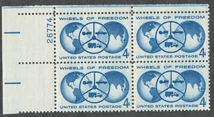 US. 1162. 4c. National Autos Show, Wheels of Freedom Issue. PB4. MNH. 1960 - Picture 1 of 2