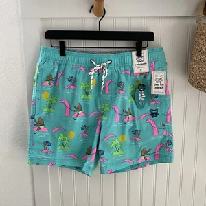 Party Pants Men’s Neon Dinosaur Beerlieve Print Swim Trunks Board Shorts Medium - Picture 1 of 12
