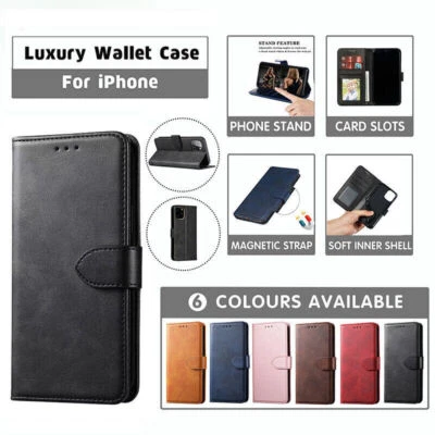 NEW HOT Flip Leather Wallet Case Card Cover For iPhone 16 15 14 13 Pro Max Plus - Image 1 of 4