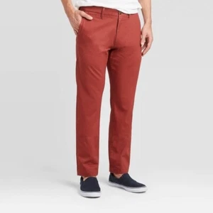 Men's Slim Fit Chino Hennepin Pants - Goodfellow & Co Chili - Picture 1 of 2
