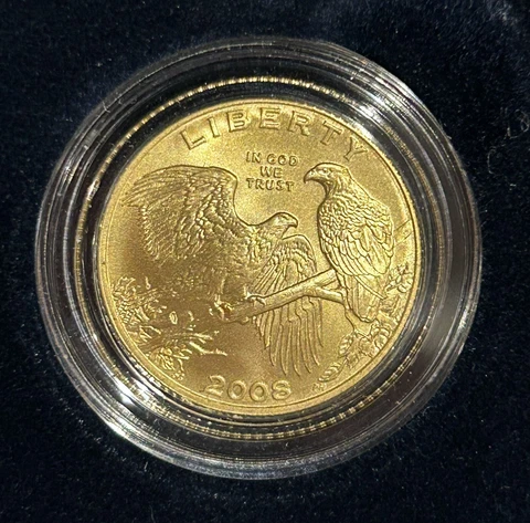 2008-W $5 Gold Bald Eagle Commemorative Coin with Box, OGP & COA GEM! Cover