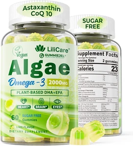 Vegan Omega 3 Supplement Gummies 1100Mg, Algae DHA 640Mg & EPA 290Mg from Marine - Picture 1 of 12