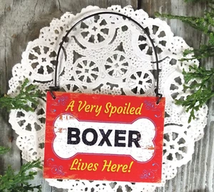 Mini Sign * Spoiled Boxer Dog Gift USA All Dog Breeds  Wood Ornament  - Picture 1 of 5