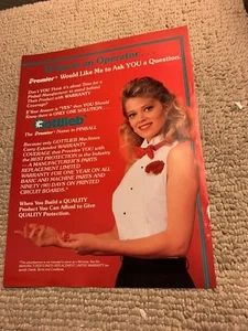 11- 8 1/4” Gottlieb Premier pinball 1988 arcade game AD FLYER - Picture 1 of 2