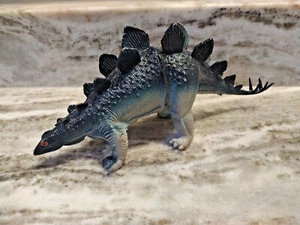 Vintage 1985 Imperial 9" X 4" Blue Black Gray Stegosaurus Toy Dinosaur - Picture 1 of 12