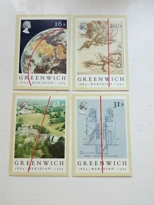 4 TARJETAS DE CUBIERTA DE PRIMER DÍA 1984 PHQ77 GREENWICH MERIDIAN; TIEMPO; NAVEGACIÓN; ASTRONOMÍA Foto 1 de 3