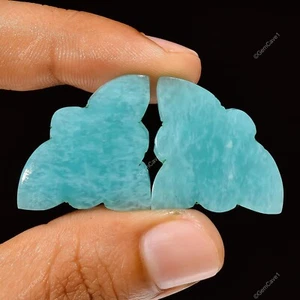 Natürlicher Amazonit Edelstein 27,50 kt lose ausgefallen Cabochon Paar 31 x 22 x 3 mm - Bild 1 von 7