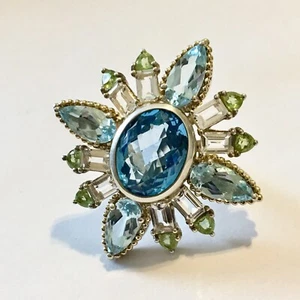 LAGOS Caviar Sterling Silver 18K Gold Super Nova Multi Stone Ring Stunning!! - Picture 1 of 8