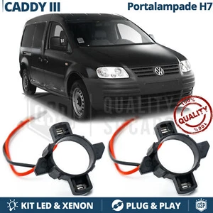 2 ADATTATORI Portalampada H7 per VW CADDY 3 03-10 per Montaggio KIT LED Xenon - Foto 1 di 8