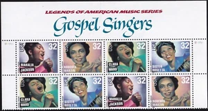 Scott #3219a (3216-19) Gospel Singers Title Plate Block of 8 Stamps - MNH - Picture 1 of 1