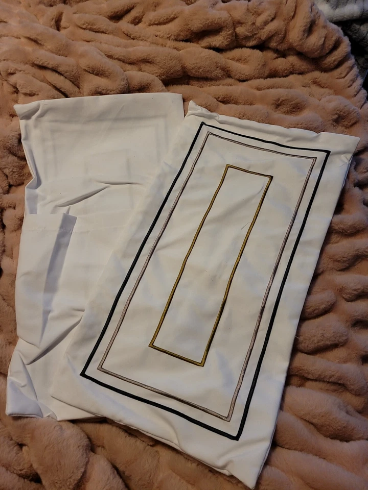 2 Embroidered Lumbar long Pillow Shams - Image 1 of 4
